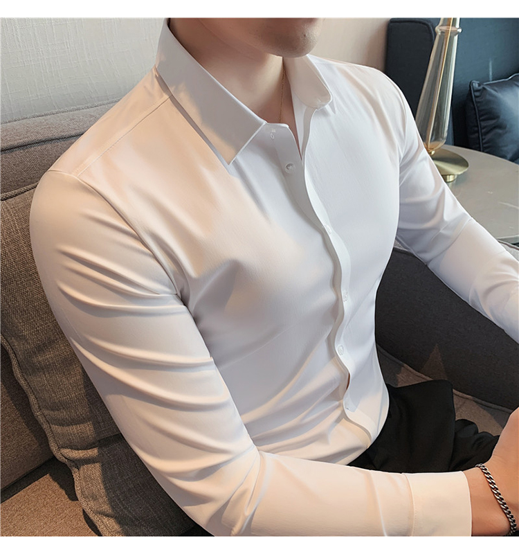 Autumn DRESS SHIRTS Business Casual Custom Long Sleeve Solid Cotton Slim Fit Men Shirt