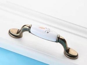 China Cabinet Porcelain Handles And Knobs Zinc Dresser Handles Pattern Ceramic Furniture Handles factory