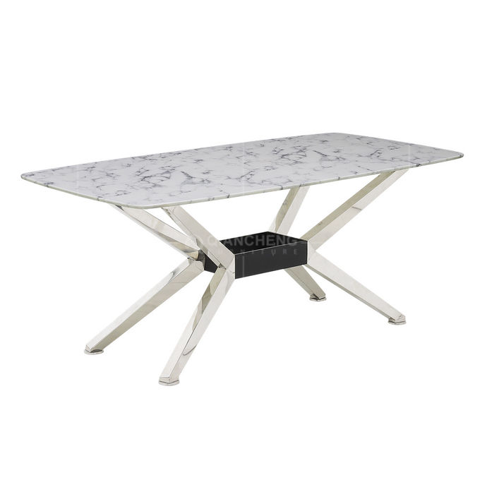 Home Furniture Marble Top Stainless Steel Dining Table 78inchx40inchx30inch