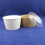 disposable craft paper salad bowl with printed paper cup and pet lid