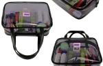Clear PVC Handbags With Zipper , Customized Piping Woman Makeup Tote Bag
