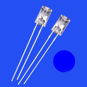 China 5mm 1.5Hz 1/12 Duty Cycle 12V Blue Color 465nm 500-1000mcd 90deg Resistor Integrated Flangeless Concave Flashing LED factory