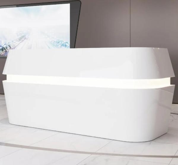 Modern Custom Size Oval Shape Elegant White Office Furniture Reception Front