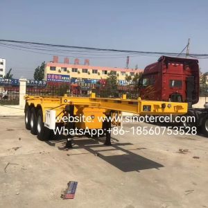 China Skeletal Type Container Semi Trailer Yellow Capacity 3 Axles Pull Container High attendance rate Durable on sale