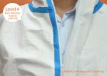 White Medical Isolation Gown Waterproof Breathable Membrane Aami Level 4