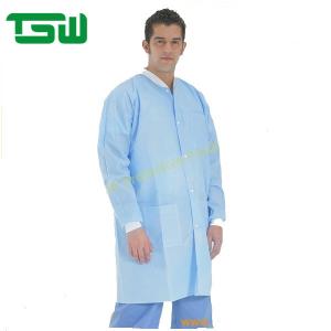 China Polypropylene Large Size Disposable Nonwoven Lab Coat With Knitted Cuff factory