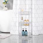 Chrome Finishing 3 Tiers Bathroom Shower Caddy Standing Type Stainless Steel