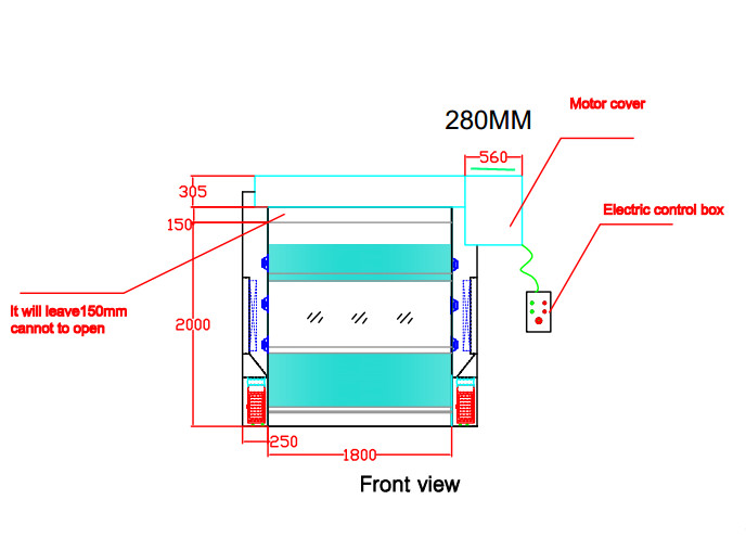 Large Cargo Air Shower Tunnel Soft PVC High Speed Shutter Doors For Cart