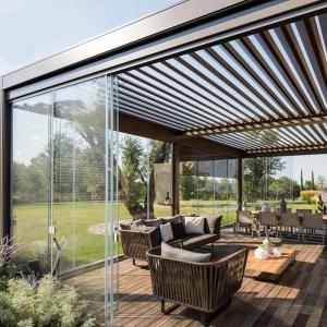 China Motorized Pergola Roof Electric Aluminum Louvered Pergola Waterproof Garden factory