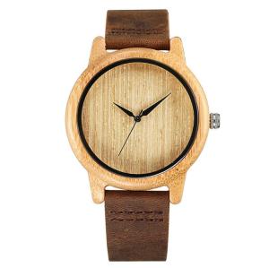 China Wooden PC21S Quartz Movement Watch Genuine Leather Strap Design factory