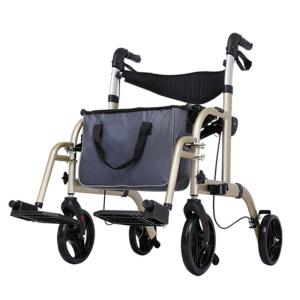 China Folding Wheels Rollator Wheelchair Walker Aluminum Alloy , Trolley Walkers For Disabled factory