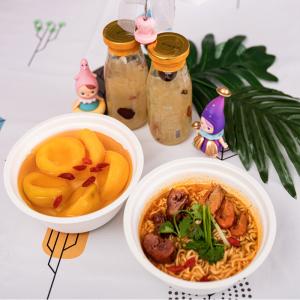China 24oz Compostable Bagasse Bowls Eco Friendly Sugarcane Pulp Box Bowl With Lids factory