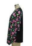 Soft Women'S Three Quarter Length Sleeve Shirts , Vintage Ladies Floral T Shirt
