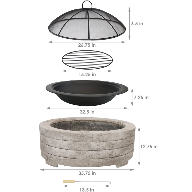 Charcoal Barbecue Grill Fire Pit Bowl for Outdoor Patio Garden Bonfire Camping Picnic