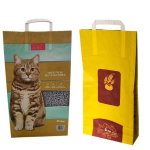 China Eco Friendly 5Litres 15Ibs Cat Litter Stand Up Pouches Cat Litter Sand Packing Bag With Handle factory