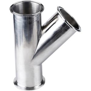 China Quick Install Stainless Steel 304 316 Sanitary Clamped Lateral Tee 45 Degree Y Branch Pipe Fitting factory