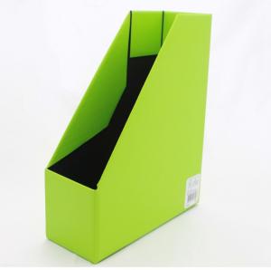 China Desktop Collapsible Flat ASTM Corrugated File cardboard magazine holders Organizer Lime on sale