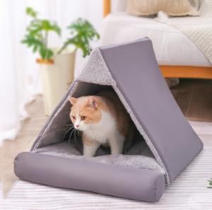 China Washable Cushion Cat Tube Bed With Central Mat factory