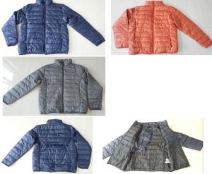 China Apparel Mens padding jackets stocklots + bag(mens coats) factory
