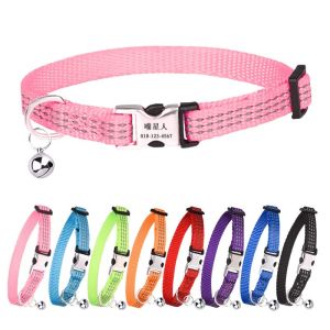Lettering Adjustable Reflective Cat Collar With Bell Small And Medium Collars