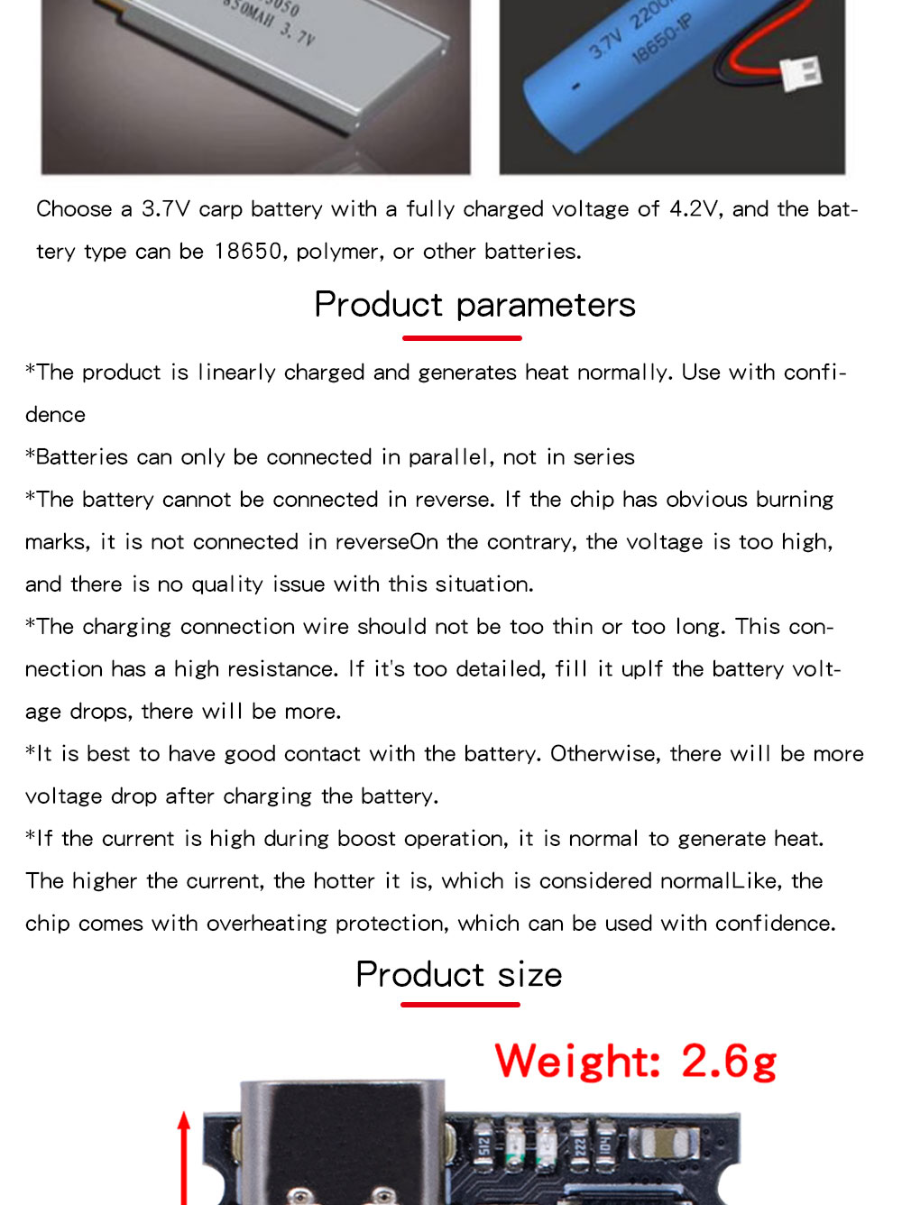 3.7V To 9V 5V 2A DC-DC Step Up Boost Module 18650 Lithium Battery Charging Discharging Board Type-C DC TP4056