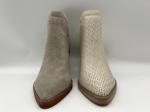 Abs heel with TPR outsole，soft crack suede leather and metallic hair leather