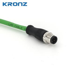 China M12 IE Connector Industrial Male Circular Connectors D-Code 4 Pin Lan Cable Connector factory