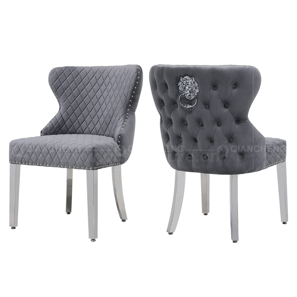 Europe 0.16CBM SS Dining Chairs Modern Fabric Sponge Filler