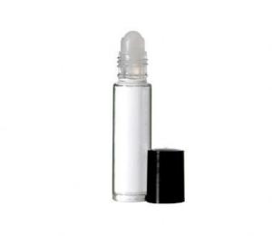 China Roll On Glass Perfume Bottles Round Shape Transparent With Black Lids factory