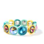 Handmade Stretch Enamel Tile Bracelet , Rainbow Crystal Diamond Bead Bracelets