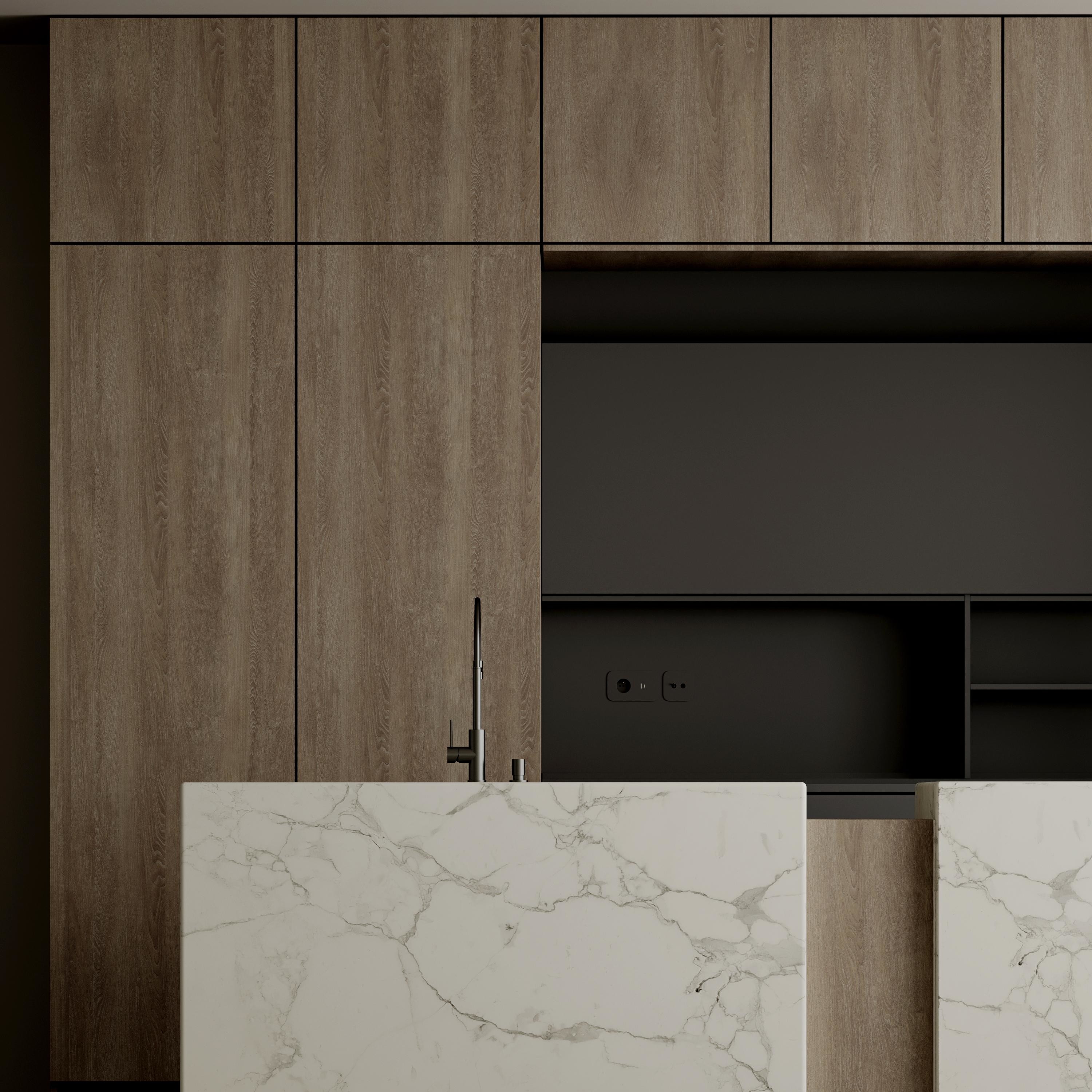 Custom Luxury Modern Wood Kitchen Cabinet with Sink Islands Cabinets Solid Wood Finish Kitchen Cabinets