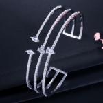 Round Bracelets & Bangles For Women Wedding Gift Gold Silver Plated CZ