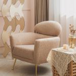 Adjustable Head Restraint Fabric Leisure Chair Sponge Filler Velvet Single Sofa