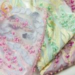 Purple Beaded Handmade Lace Fabric Embroidery Water Soluble For Garment