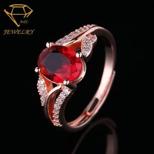 China Pave Setting Personalized Silver Ring Blood Ruby Stone factory