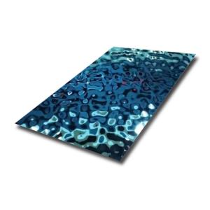 China Blue Coated Water Ripple Stainless Steel Sheet 2438mm 3048mm 201 304 PVD factory