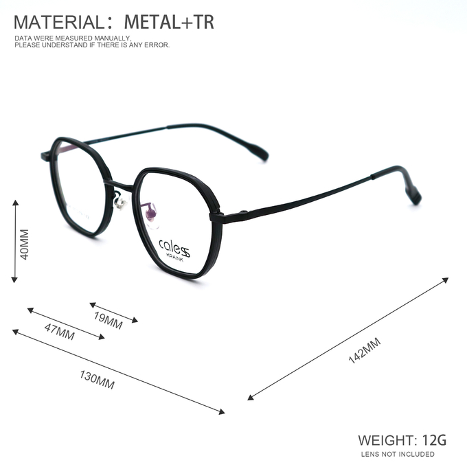 Blue Black Metal Glass Frames Light Stylish Sophisticated Comfort Eyeglasses