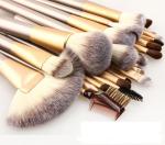 2016 best sells 12pcs cosmetic brush set silver nylon hair with PU bag