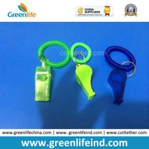 China Customer OEM Green Blue Safety Wrist Whistle Coil Key Holder factory