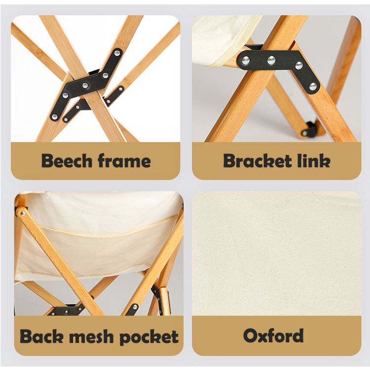 Ultralight Beech Wood Frame Chair Portable Folding Butterfly Camping Chair for Adults