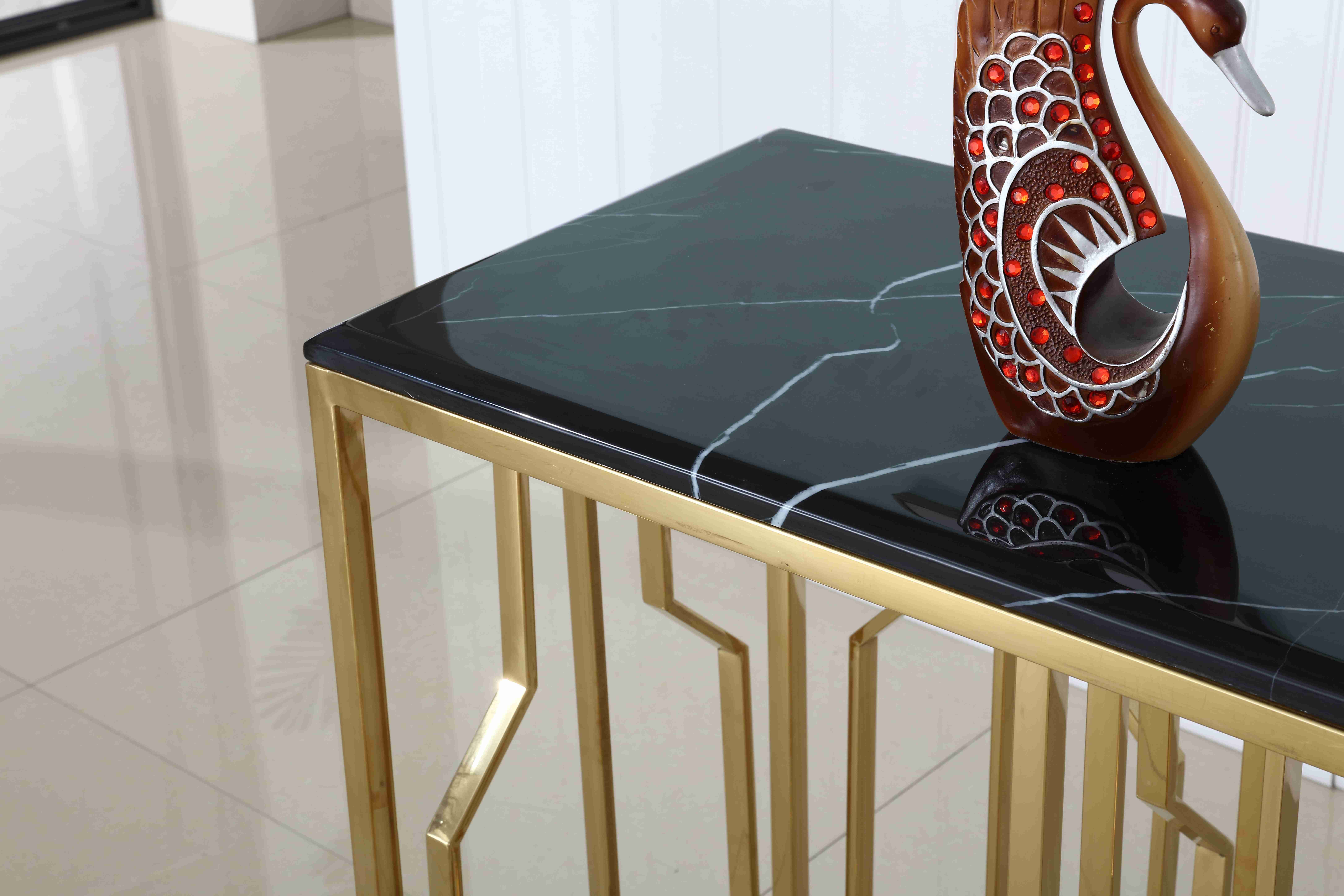 Luxury Marble Top Stainless Steel Base Hallway Corner Living Room Console Table Decorative