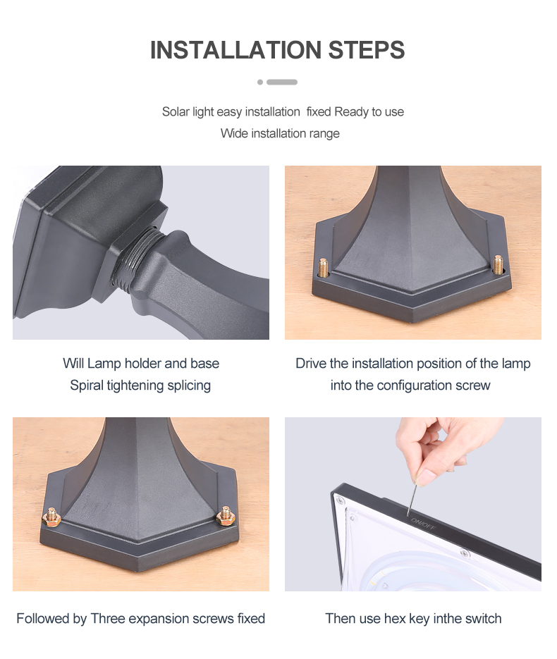 Die Cast Aluminium 30W Solar Pillar Light Garage Fence Decoration post lamp