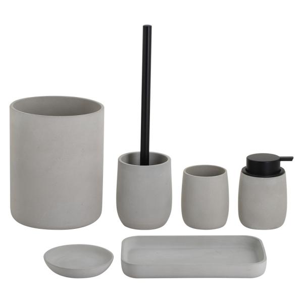Round Cement Bathroom Accessories Set 6 Pieces Natural Luxury Bath Accessories