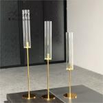 ZT-418G wedding decoration accessories single gold brass candlestick holder