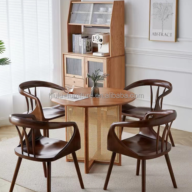 Black Walnut Luxury Dining Chair Solid Wood Back Chair Modern Nordic Leisure Dinning Chair for Elegant Dining Experience