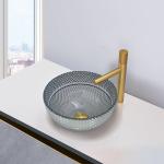 Modern Crystal Glass Round Countertop Basin For Bathroom