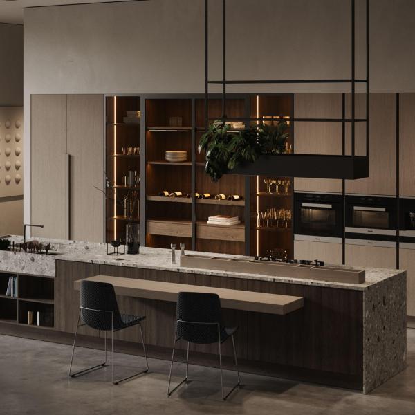 Custom Modern Design Villa Modern Kitchen Cupboard Melamine Kitchen Cabinets