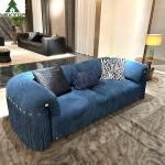 High End Living Room Sofa Set Furniture Hotel Lobby Lounge Blue Velvet Curved