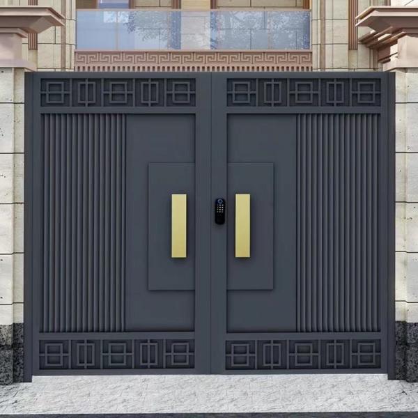 Outside Decoration Black Entrance Double Stainless Steel Door Wrought Iron