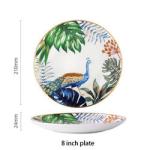 Jungle Animal Pattern Ceramic Plate Set Round European Style For Home Party